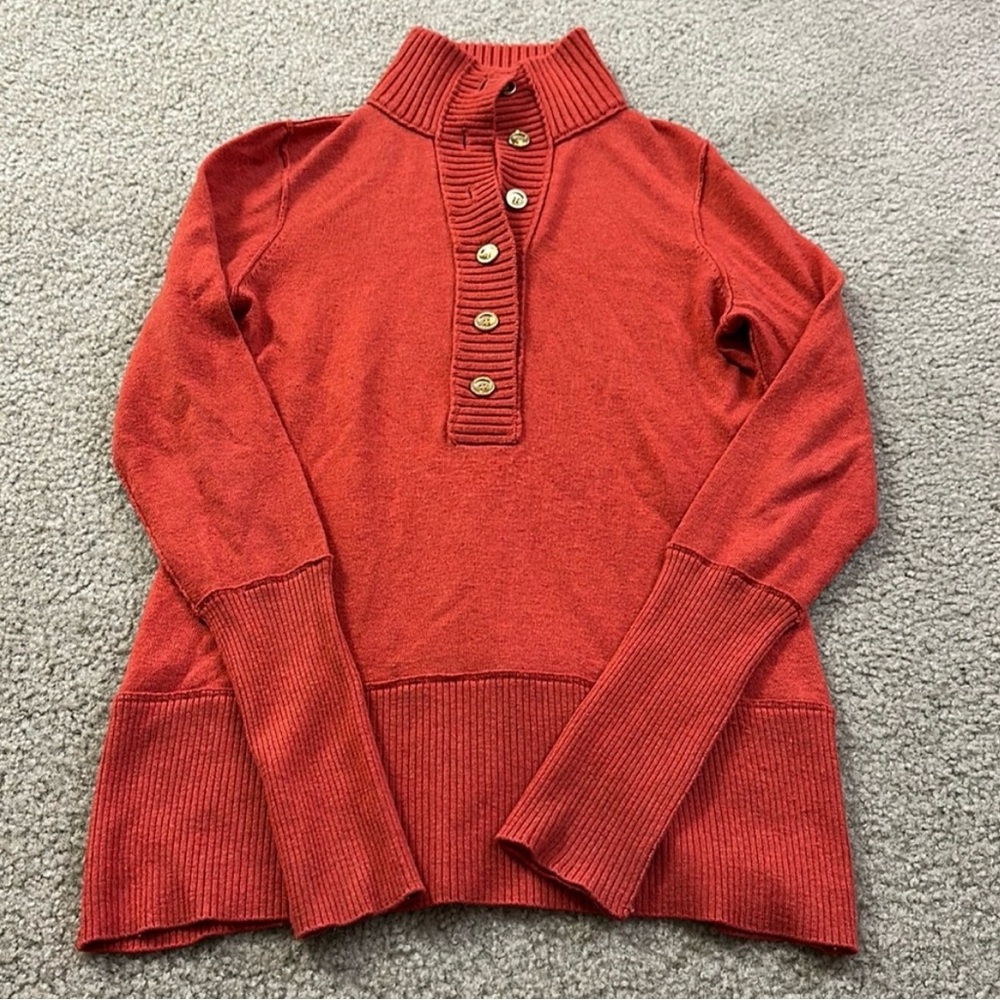 Tory Burch Red Sweater with Button Detail